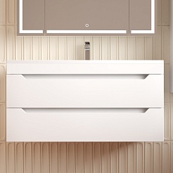 Style Line Тумба под раковину Остин 100 подвесная белая матовая – фотография-2